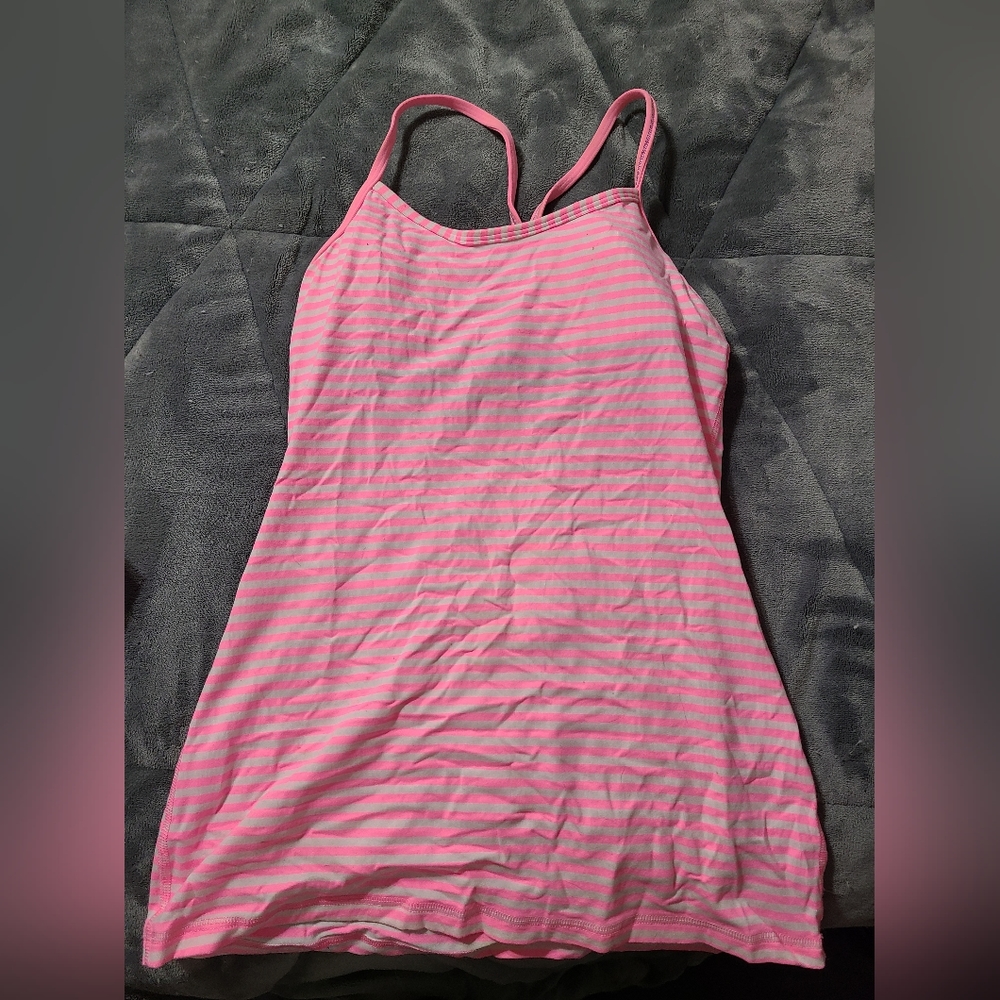 Pink and white striped Lululemon Top